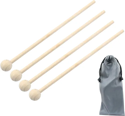 Miniatura 6 de Luomorgo 2 mazos de xilófono de madera, mazos Glockenspiel, paletas de percusión, baquetas de 8 pulgadas para campana, carillón, mazos de tambor