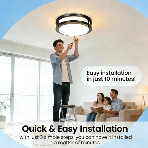 Miniatura 2 de Drosbey - Luminaria de techo LED empotrable, atenuable de 36 W, luces de techo de 12 pulgadas para cocina, dormitorio, baño, 3000 K/4000 K/5000 K
