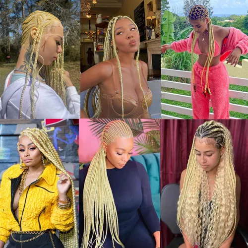 Miniatura 5 de Cabello trenzado rubio de 24 pulgadas, 613, extensiones de cabello trenzado jumbo, 3 piezas de trenzas luminosas que brillan en la oscuridad