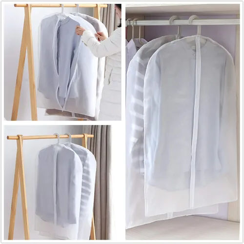 Miniatura 2 de Bolsa de ropa colgante transparente con cremallera de estudio ropa de plástico cubierta de polvo traje armario protector bolsas de almacenamiento