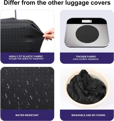 Miniatura 4 de Protector de equipaje de viaje protector de maleta lavable antiarañazos fundas de equipaje de elastano Negro XL Fit 31-32 Inch Luggage