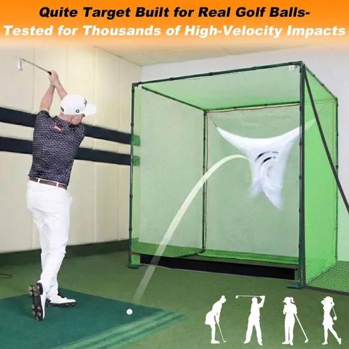 Miniatura 8 de Gagalileo Golf Driving Cage Net: Heavy Duty 1 in Steel Frame - Noise Reduction Target for Backyard Garage Indoor Simulator - 7x7x7 FT High Density