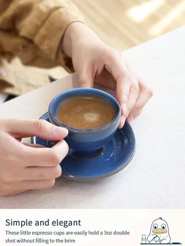 Miniatura 3 de LE TAUCI Juego de 4 tazas de capuchino de 6 onzas con platillos, juego de 4 tazas de café de cerámica y platillos para café con leche, Au Lait