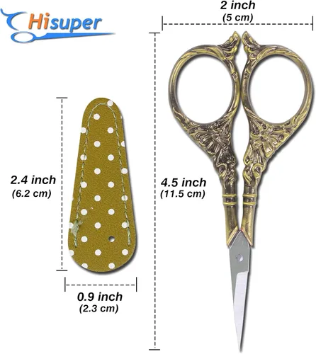 Miniatura 2 de Tijeras de coser con cubierta de cuero para tijeras de bordado de 4.5 pulgadas, tijeras de bordado para manualidades, tijeras de sastre para corte