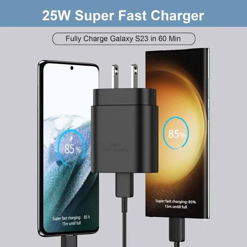 Miniatura 67 de Cargador USB C, carga rápida súper rápida de 25 W tipo C y cable de carga USB C de 6,6 pies para Samsung Galaxy S25/S25 Ultra/S25+/S24/S24