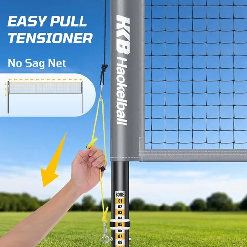 Miniatura 3 de Haokelball Outdoor Badminton Net Set with Anti-Sag Winch System - 20ft Badminton Net, 4 Rackets, 3 Shuttlecocks & Carry Bag, Badminton Set for