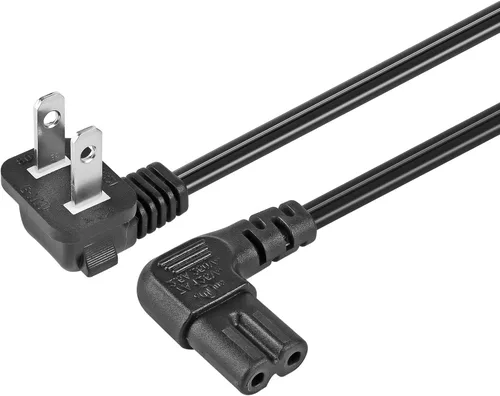 Cable de alimentación de enchufe polarizado de 2 ranuras en ángulo SPT2 18 AWG - NEMA 1-15P a IEC320 C7 Figura 8 Conector de escopeta, cable de