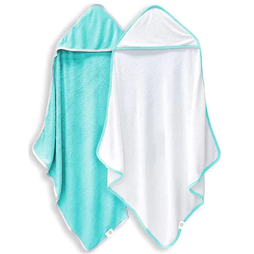 Miniatura 11 de Paquete de 2 toallas de baño para bebé - De rayón hechas de bambú, ultraabsorbentes, toallas con capucha ultrasuaves para niños - Tamaño extra