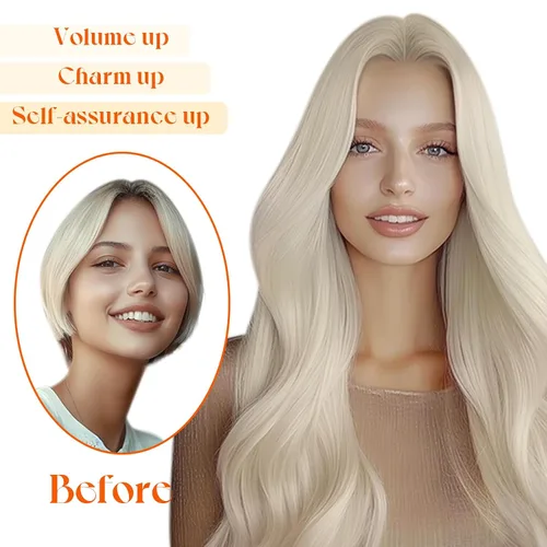 Miniatura 6 de Sunny Hair - Extensiones de cabello humano con banda invisible, color rubio platino (#60), 20 pulgadas