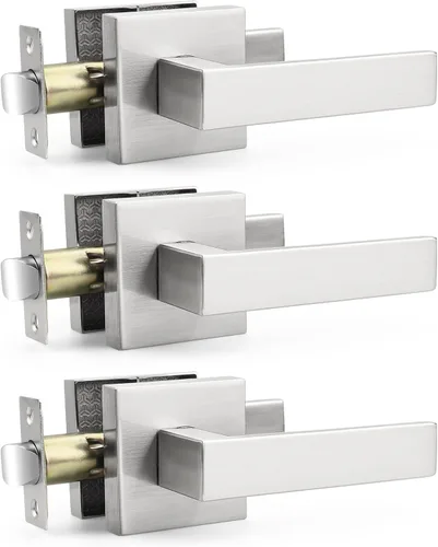 Miniatura 25 de Probrico - Juego de 5 manijas de puerta de paso resistentes para armarios y pasillos, juego de manijas de puerta sin llave de diseño cuadrado Oil