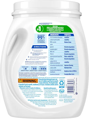 Miniatura 5 de all Todos los PACTY PACS con Stainlifters Detergente de lavandería transparente libre, claro para pieles sensibles, 66 cuentas - (Paquete de 2)