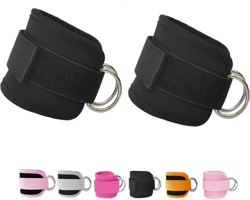 Correas de tobillo de fitness para máquinas de cable, paquete de 2, cómodas y ajustables, puños de tobillo y muñeca acolchados, correas para piernas