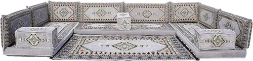 Miniatura 73 de arabicsofa Cojines de piso árabe en forma de U – Sofá tradicional Majlis con sofá otomano