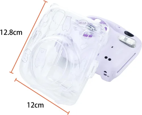 Rieibi Mini 11 - Funda protectora transparente para cámara instantánea Fujifilm Instax Mini 11 - Carcasa rígida de policarbonato con correa para el