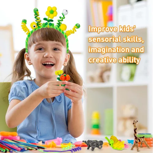 Miniatura 7 de Caydo 300 pompones surtidos de 1 pulgada con 100 piezas de ojos ondulantes con 200 limpiadores de pipas con 100 ojos ondulantes para arte