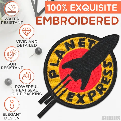 Miniatura 4 de MNC Shop parche insignia FUTURAMA Planet Express bordado para coser/planchar: 4.4 pulgadas/10.5 cm x aprox.: 3 pulgadas/7.5 cm.