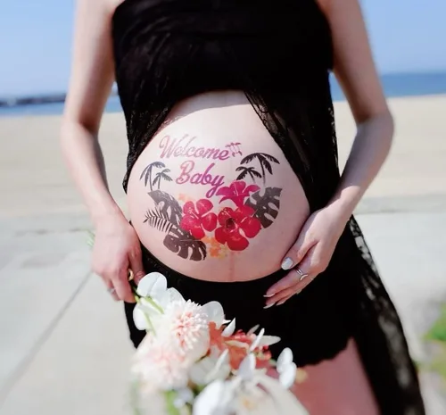 Miniatura 13 de Tuzuru Calcomanías de embarazo para el vientre, calcomanías de tatuaje para pintura corporal, lindas calcomanías para embarazo, baby shower, regalos
