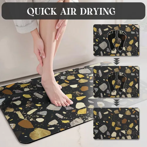 Miniatura 4 de MontVoo -Tapete de baño-Alfombras de baño delgadas antideslizantes para debajo de la puerta- Superficie de gamuza sintética absorbente, de secado