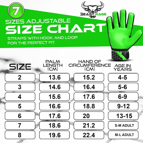 Miniatura 4 de BEAST RAGE Guantes de portero de fútbol para niños y jóvenes, guantes de portero de fútbol de 0.157 pulgadas (0.157 in) antideslizantes, palma