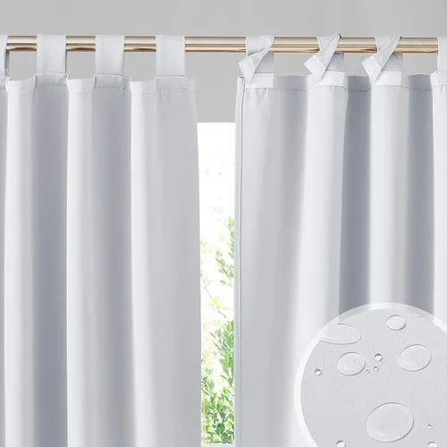 Miniatura 12 de RYB HOME Cortinas para Exteriores para Patio - 2 Paneles Cortinas para Exteriores Desmontables con Parte Superior Adhesiva Impermeables Opacas