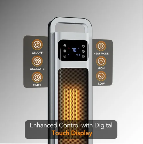 Miniatura 5 de Comfort Zone Calentador de espacio de torre de 26 pulgadas y 1500 W para uso en interiores, control remoto, termostato ajustable, temporizador de 24