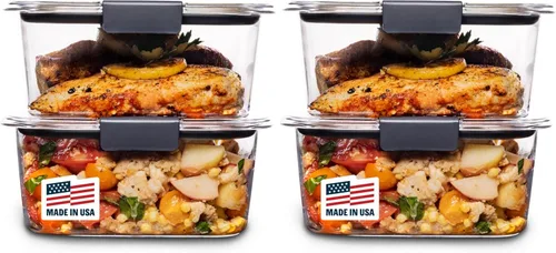 Miniatura 10 de Contenedor de almacenamiento de alimentos Rubbermaid Brilliance, plástico sin BPA, Mini, 0,5 tazas, 4 unidades, transparente, Transparente