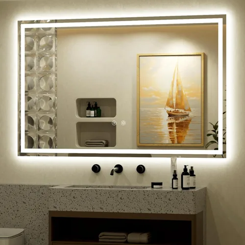 Miniatura 15 de Espejo de baño LED negro de 20 x 28 pulgadas con luces delanteras y traseras 3000K/4500K/6000K, Stepless Dimmable, Anti-Fog, Memory Function, ETL