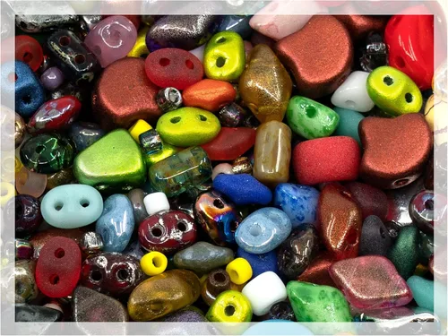 Miniatura 19 de 2.1 oz (60 g) de mezcla de cuentas focales de vidrio con flores, cuentas checas de cristal talla de mesa y pulido con fuego, PG Verde Verde focal