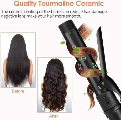 Miniatura 4 de Rizador 6 en 1 para cabello largo y corto, coeficiente de temperatura positivo, de cerámica, con temperatura ajustable y voltaje dual, con guante