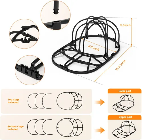 Miniatura 2 de XQXA Jaula de lavado de sombreros para gorras de béisbol, limpiador de sombreros para lavadora y lavavajillas, se adapta a gorras de adultos