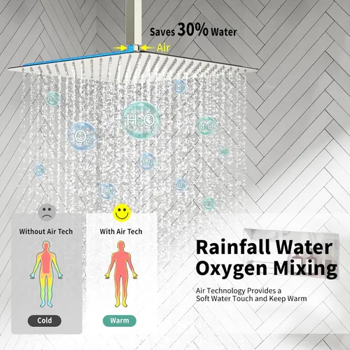 Miniatura 4 de SR SUN RISE Sistema de Ducha de Níquel Cepillado de 16 Pulgadas para Baño de Lujo con Mezclador de Lluvia, Juego Combinado de Ducha con Cabezal