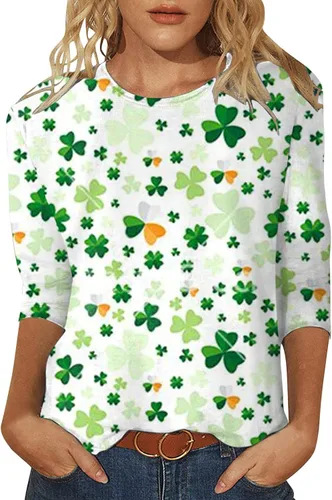 ST. Patrick's Day Shirt Women Loose Fit St Paddys Day Shamrocks Clover T Shirts Tee Tops Festival Holiday Tshirt
