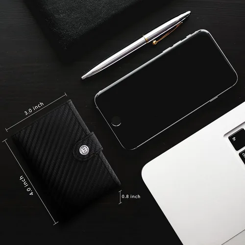 Miniatura 5 de TRUSADOR Venice - Cartera de piel triple para hombre y mujer, con bloqueo RFID, bolsillo frontal, Carbon, Sin bolsillo para monedas