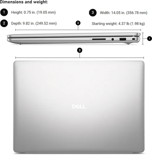 Miniatura 7 de Dell Computadora portátil 16, procesador Intel Core 7 150U, pantalla táctil FHD+ IPS de 16 pulgadas, pantalla antirreflejo, 32 GB DDR5 RAM, 1 TB