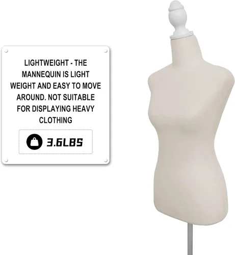 Miniatura 4 de Maniquí femenino con forma de torso para vestidos, soporte de trípode para costura, cuerpo de maniquí para exhibición de ropa y joyería
