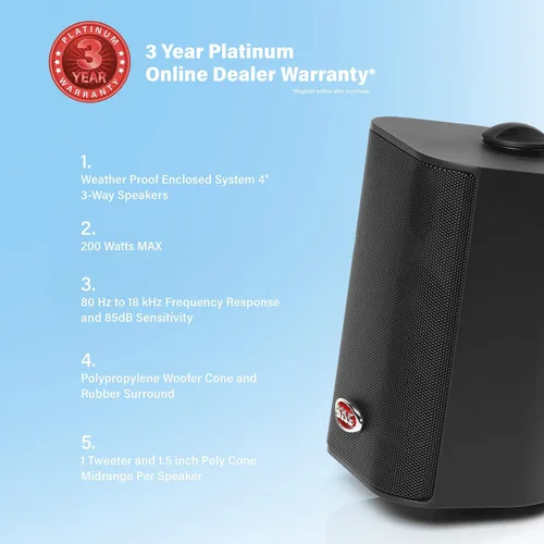 Miniatura 3 de BOSS Audio Systems MR4.3B 200 vatios por par, 4 pulgadas, rango completo, 3 vías resistentes a la intemperie altavoces marinos se venden en pares