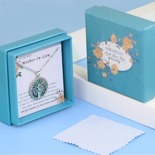 Miniatura 11 de SmileBelle Tree of Life Necklace as Birthday Gifts for Mom Grandma, Mom Gifts for Stepmom as Bonus Mom Gifts From Daughter, Silver Mother in Law