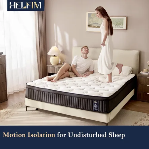 Miniatura 2 de Colchón HELFIM® tamaño matrimonial de 10 pulgadas - Colchón ergonómico de firmeza media con resortes en bolsillos de zonas híbridas y espuma