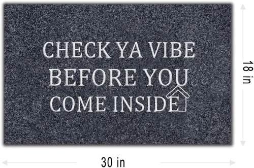 Miniatura 3 de Door mat Outside Entrace,Check YA VIBLE Before You Come Inside Front Funny Door Mat Rubber Backing Non Slip Welcome Mats Entryway Embroidered