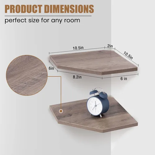 Miniatura 2 de Estante esquinero para montaje en pared, estantes de esquina flotantes, juego de 3 estantes de pared esquineros, estantes de almacenamiento de pared