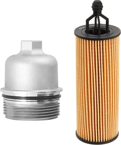 Tapa de carcasa de filtro de aceite de motor de aluminio de mejora con filtro de aceite compatible con Jeep Wrangler Chrysler 200 300 Dodge Charger