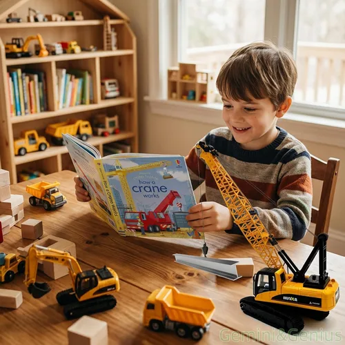 Miniatura 2 de Gemini&Genius Juguetes de grúa para niños, vehículos de construcción, grúa, equipo de construcción de juguete de camión, regalo ideal para niños