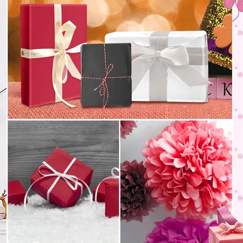 Miniatura 6 de 30 hojas de papel de seda negro, blanco y rojo para bolsas de regalo, papel de seda a granel para decoración de bodas, cumpleaños, proyectos