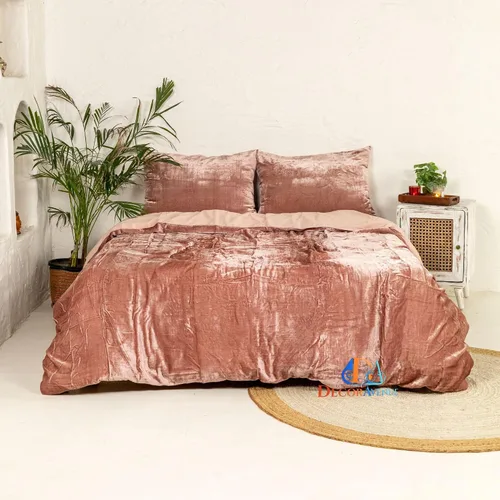 Miniatura 23 de Funda de edredón de terciopelo sólido ultra-luxe, ropa de cama boho UO, funda de colcha Donna, juego de edredón de 3 piezas, juego de cama de Azul