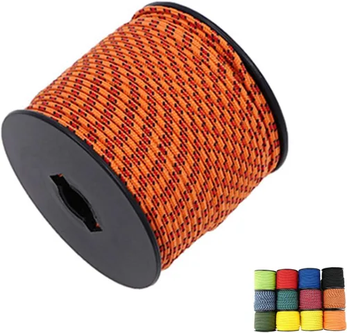 Miniatura 22 de Cuerda de nailon trenzada sólida de 1/8 pulgadas (3mm) de 164 pies, cordón paracord de 5 hebras, cuerda delgada para manualidades, multiusos