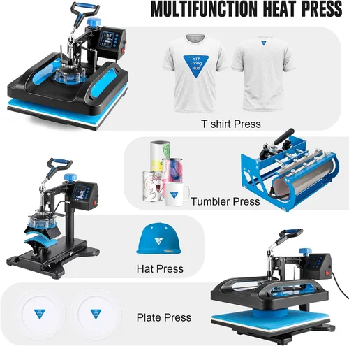Miniatura 7 de Topdeep Pro Prensa de Calor 15x15 Pulgadas, Máquina de Prensa de Calor 5 en 1 con Prensa de Vaso de 30 OZ, Máquina de Prensado de Camisetas