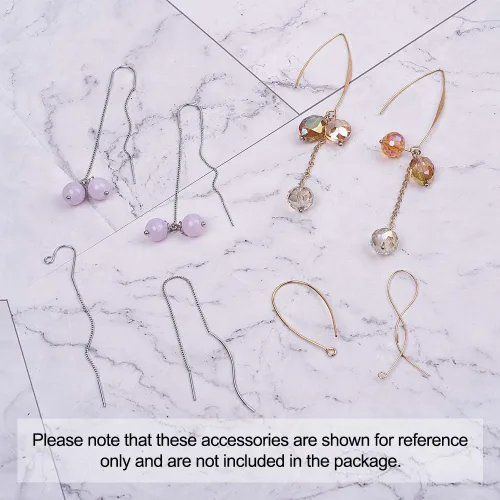 Miniatura 6 de KISSITTY 12 pares de aretes de cadena larga de latón con bucles para manualidades, fabricación de joyas, platino y dorado