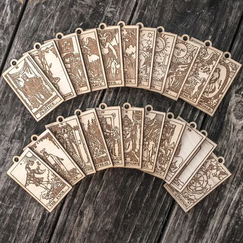 Miniatura 3 de Ornament - Tarot Deck - Set of 78 - Raw Wood 2x3in