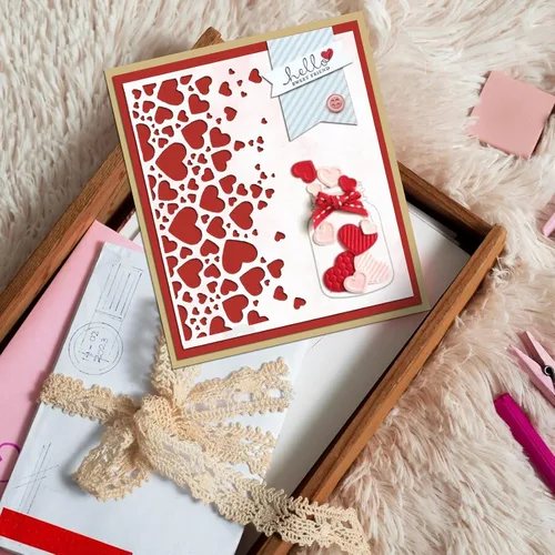 Miniatura 4 de Troqueles de corte Love Hearts para hacer tarjetas, troqueles de corazón para el día de San Valentín, troqueles de marco, álbumes de recortes, álbum