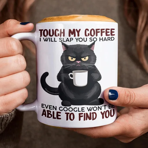 Miniatura 3 de Taza Grumpy Cat – Touch My Coffee I'll Slap You So Hard – Taza de cerámica divertida, sarcasmo divertido, regalo para cualquier ocasión para bebedor